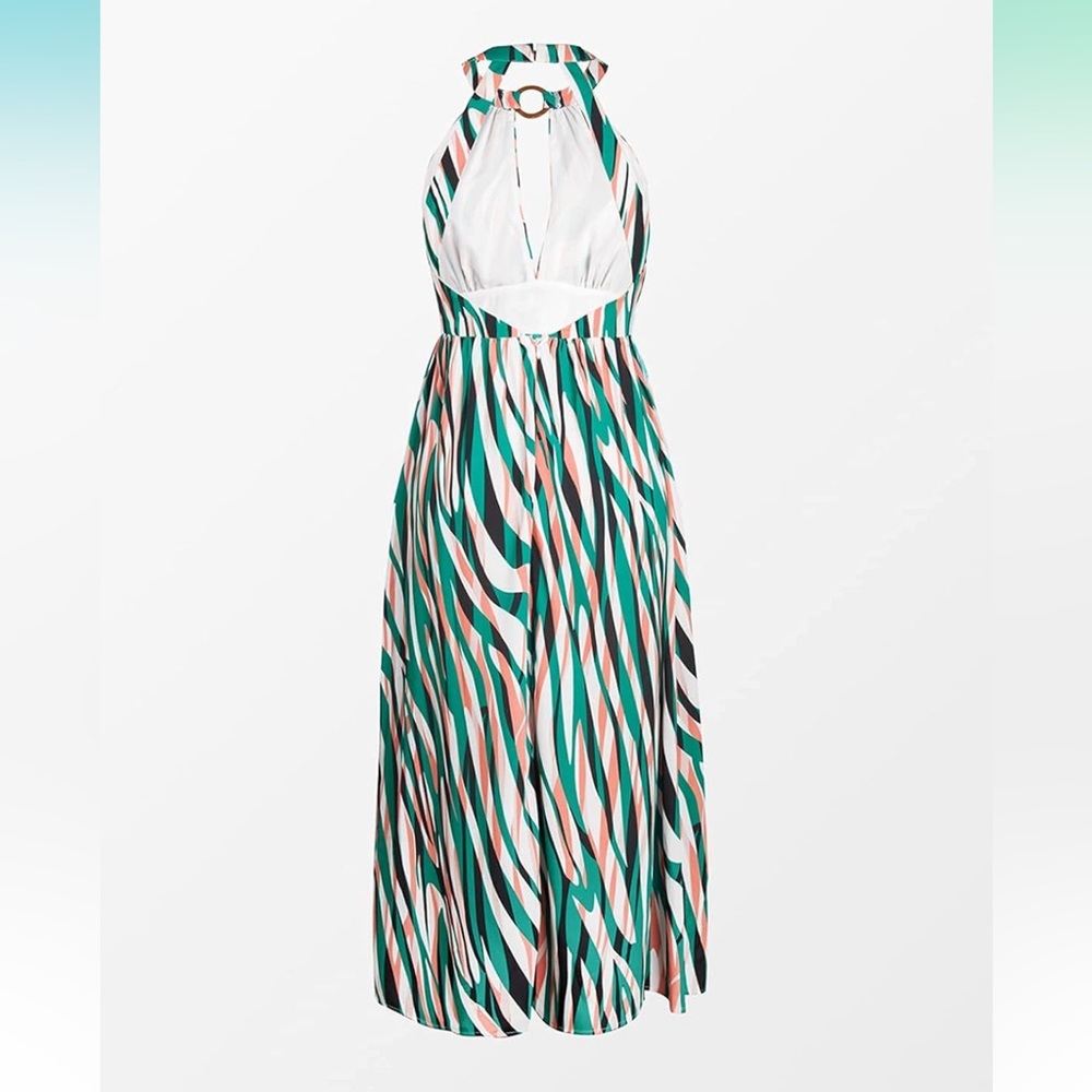 CUPSHE Women's Sexy Backless Zebra Print Ruched Cut Out Maxi Dress - Picture 3 of 3